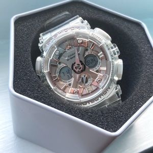 Casio G-Shock Rose Gold watch w/ clear band